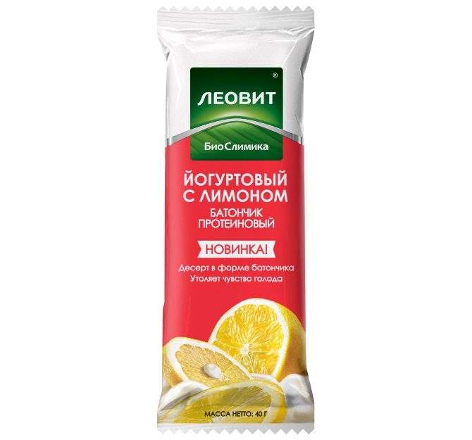 фото упаковки Леовит БиоСлимика Батончик протеиновый йогуртовый с лимоном
