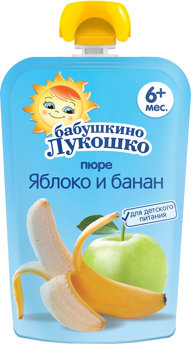 фото упаковки Бабушкино Лукошко Пюре яблоко банан