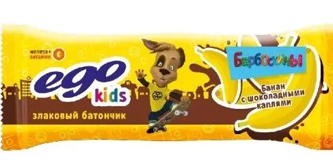 фото упаковки EGO Kids Батончик мюсли с бананом в шоколаде