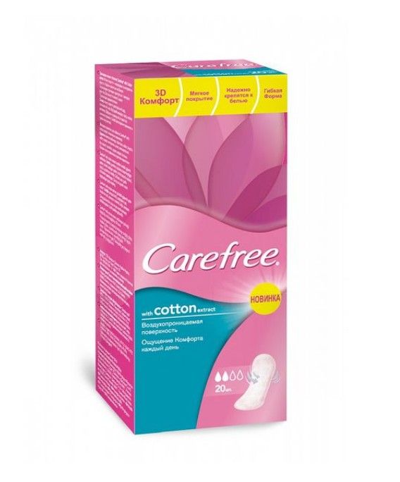 Carefree with cotton feel fresh салфетки женские гигиенические супертонкие, прокладки ежедневные, 20 шт.