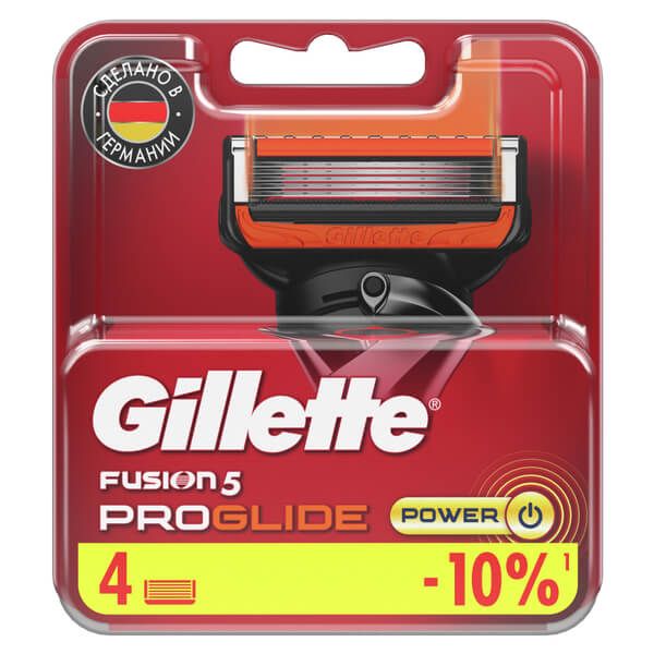 Gillette Fusion Proglide Power Кассеты сменные, кассета для бритвы, 4 шт.