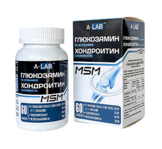 фото упаковки A-LAB Глюкозамин+Хондроитин МСМ