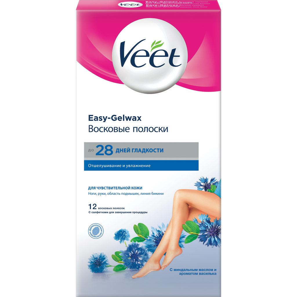 фото упаковки Veet Easy-Gelwax Полоски восковые для чувствительной кожи