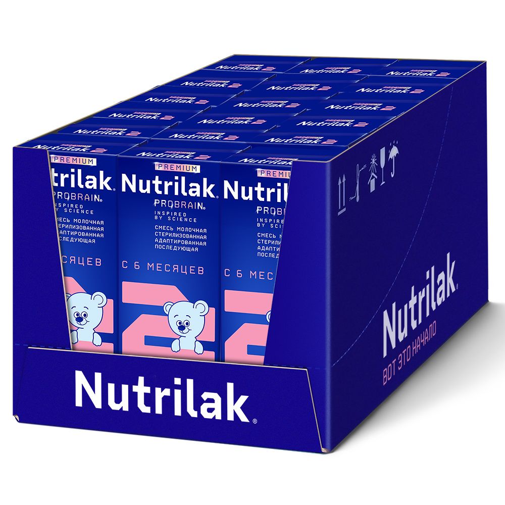 Nutrilak Premium 2 Смесь молочная стерилизованная адаптированная, для детей с 6 месяцев, смесь молочная, жидкая, готовая к употреблению, 200 мл, 1 шт.