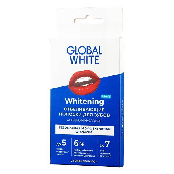 фото упаковки Global White полоски отбеливающие для зубов