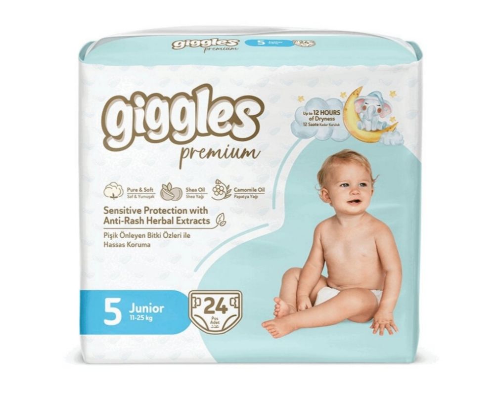 фото упаковки Giggles Premium Twin Junior Подгузники детские