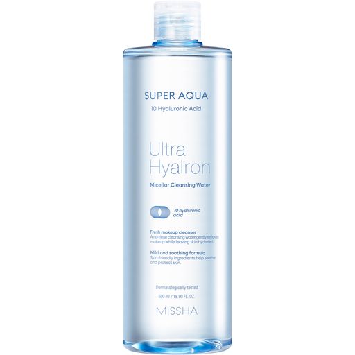 Missha Вода мицеллярная Super Aqua Ultra Hyalron, мицеллярная вода, для всех типов кожи, 500 мл, 1 шт.