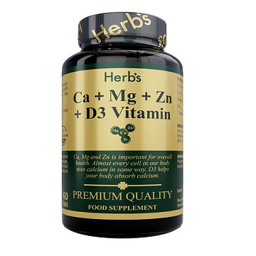 Herb's Кальций + Магний + Цинк + Витамин D3, таблетки, 60 шт.