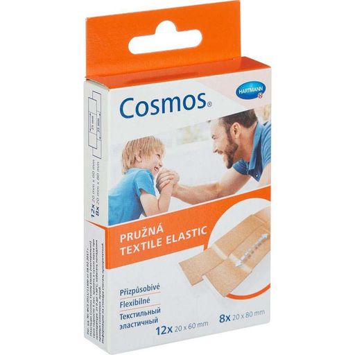Cosmos Textile Elastic Пластырь, 2 размера, пластырь медицинский, текстильный эластичный, 20 шт.