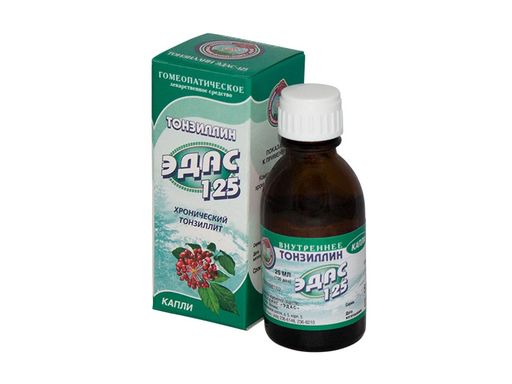 Эдас-125 Тонзиллин, капли для приема внутрь гомеопатические, 25 мл, 1 шт.