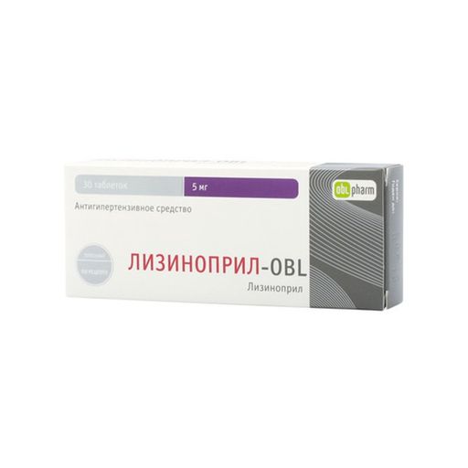 Лизиноприл-OBL, 5 мг, таблетки, 30 шт.