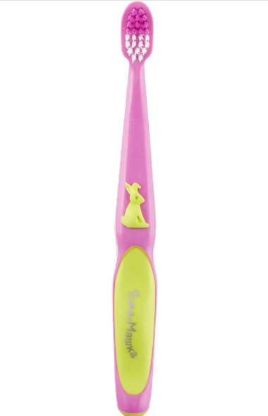Рома+Машка Зубная щетка для детей, для детей с 1 года до 6 лет, щетка зубная, фиолетово-желтого цвета, 1 шт.