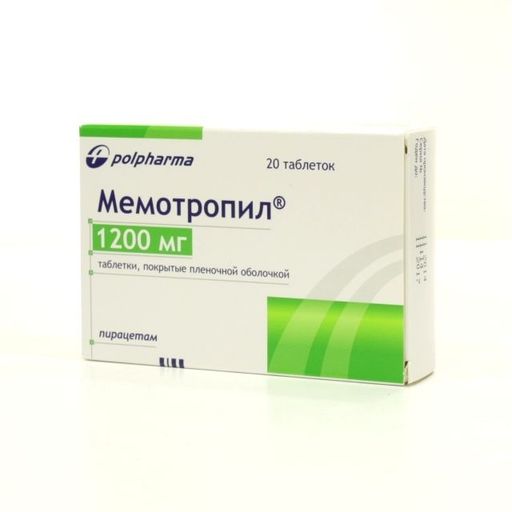 Мемотропил, 1200 мг, таблетки, покрытые пленочной оболочкой, 20 шт.
