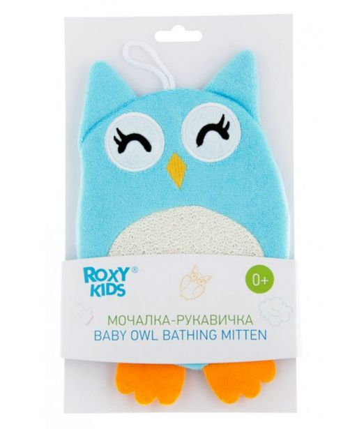 Roxy-kids Махровая мочалка-рукавичка Baby Owl, 1 шт.