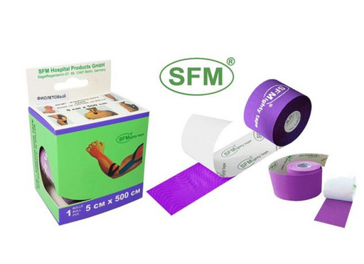 SFM-Plaster кинезио-тейп лента, 5см х 5м, фиолетового цвета, 1 шт.