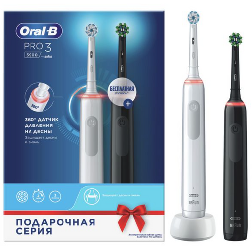 Oral-b Pro 3 Электрическая зубная щетка 3772, белая+черная, набор, с зарядным устройством тип 3757, 1 шт.