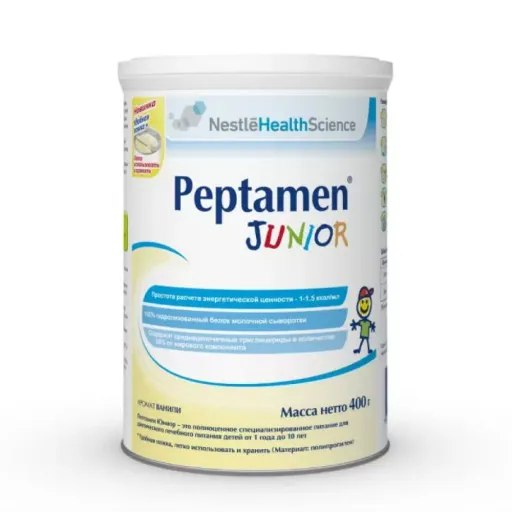 Peptamen Junior лечебная смесь для детей, для детей с 1 года до 10 лет, напиток молочный сухой, с пептидами, 400 г, 1 шт.