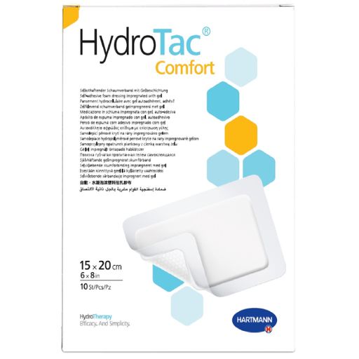 HydroTac Comfort Повязка гидроактивная губчатая самофиксирующаяся, 15х20см, повязка стерильная, с гидрогелевым покрытием, 10 шт.