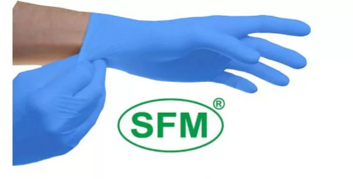 Перчатки SFM смотровые нитриловые неопудренные, р. L, синего цвета, пара, 1 шт.