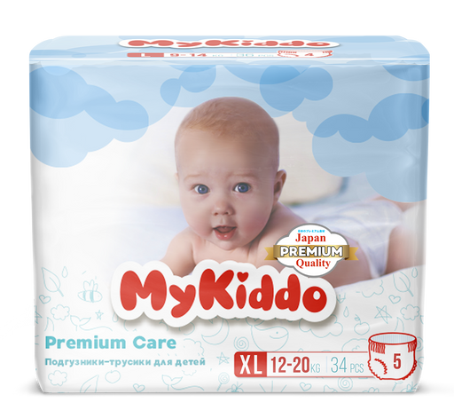 MyKiddo Premium трусики-подгузники детские, XL, 12-20 кг, 34 шт.