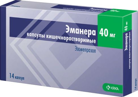 Эманера, 40 мг, капсулы кишечнорастворимые, 14 шт.