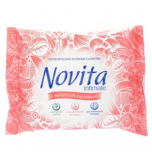 Салфетки влажные для интимной гигиены Novita intimate, салфетки гигиенические, 15 шт.