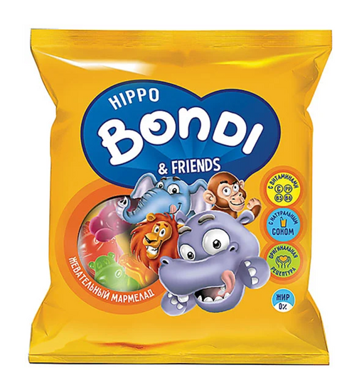 Hippo bondi friends мармелад жевательный, с витаминами, 70 г, 1 шт.