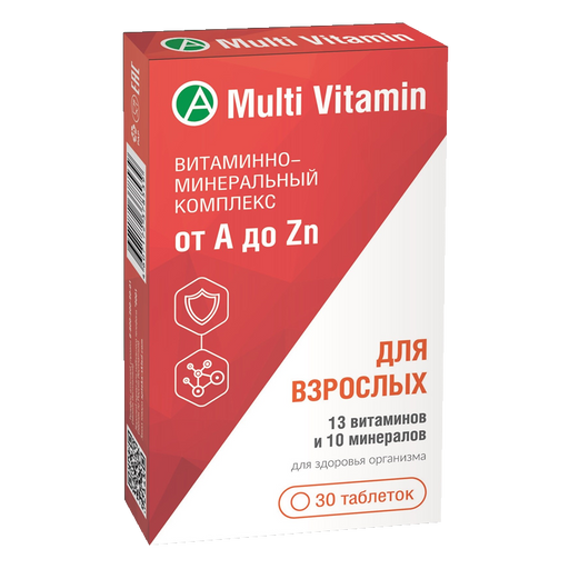 Multi Vitamin Витаминно-минеральный комплекс от А до Zn, 630 мг, таблетки, 30 шт.