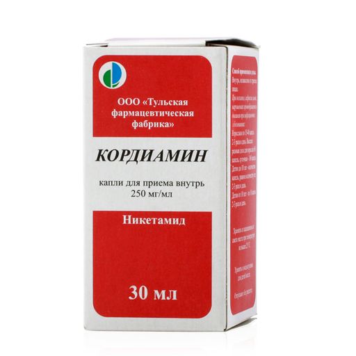 Кордиамин, 250 мг/мл, капли для приема внутрь, 30 мл, 1 шт.