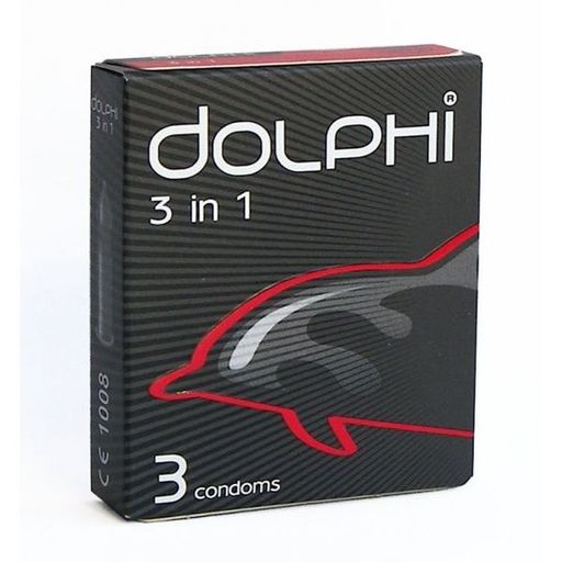 Dolphi Презервативы латексные 3 в 1, презерватив, анатомической формы, 3 шт.