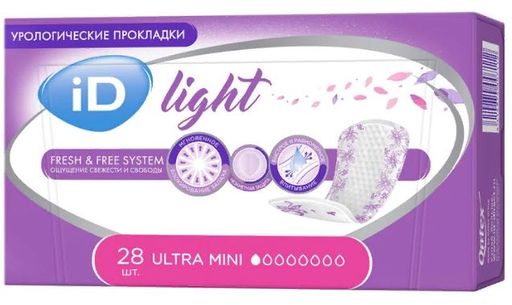 iD light ultra mini прокладки урологические, прокладки урологические, 1 капля, 28 шт.