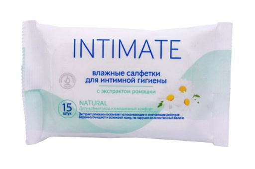Intimate Салфетки влажные для интимной гигиены, салфетки влажные, 15 шт.