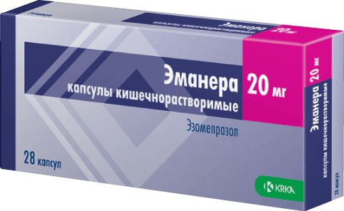 Эманера, 20 мг, капсулы кишечнорастворимые, 28 шт.