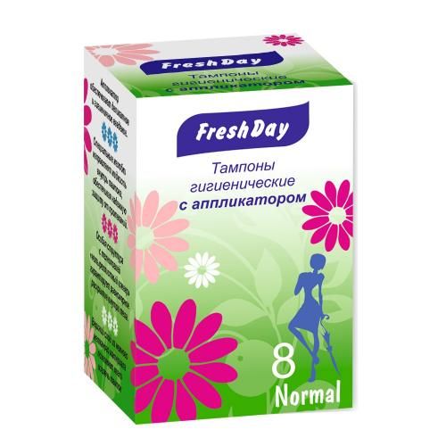 FreshDay Тампоны Нормал с аппликатором, тампоны женские гигиенические, с аппликатором, 8 шт.